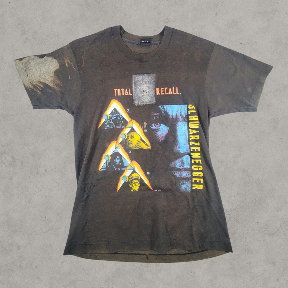 Vintage Total Recall Movie Shirt Men Large Black Arnold Schwarzenegger 1990 Rare